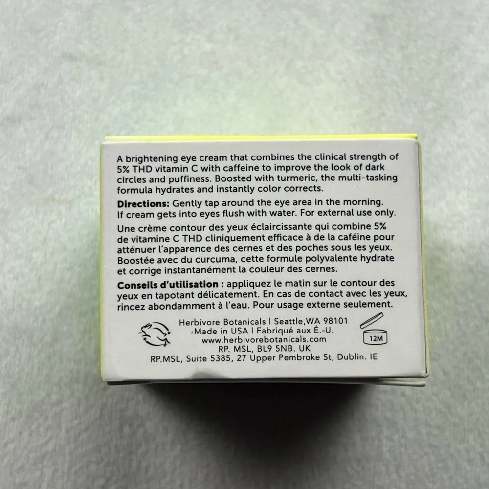 NIB herbivore super nova 5% vitamin C + caffeine brightening eye cream 15ml